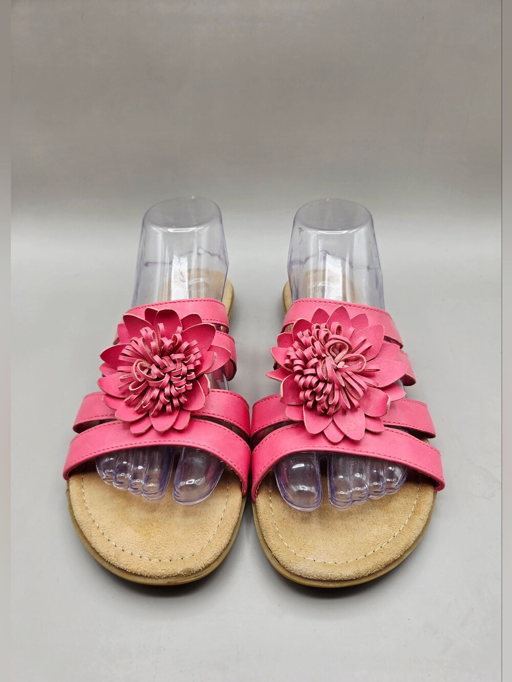 St. John's Bay Pink Flower Slide Sandals, Size 10